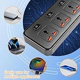 Extension Lead with 6 USB Slots, 6 Way Surge Protected Extension Lead with Individual Switches and Indicator Lights, Extension Cable 2M, 13 Amp 6 Gang Power Strip Lead for Home Office, Black - Image 4