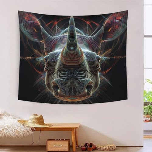 Tapisserie murale rhinocéros 3D tissu tenture murale déco chambre 180x230cm