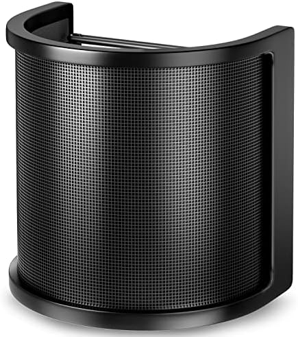 PEMOTech Handheld Metal Mesh and Foam Layer Mic Pop Filter, Microphone Isolation Shield Mask for Recording Studio Panel Acoustic Isolation