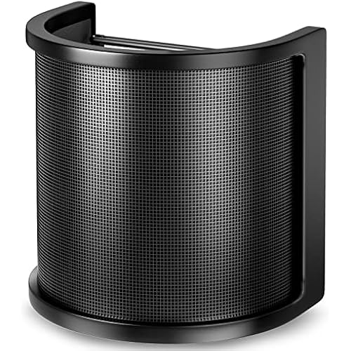 Pop Filter,PEMOTech [Upgraded Three Layers] Metal Mesh & Foam & Etamine Layer Microphone Windscreen Cover Handheld Mic Shield Mask,Microphone Accessories for Vocal Recording,Youtube videos,Streaming