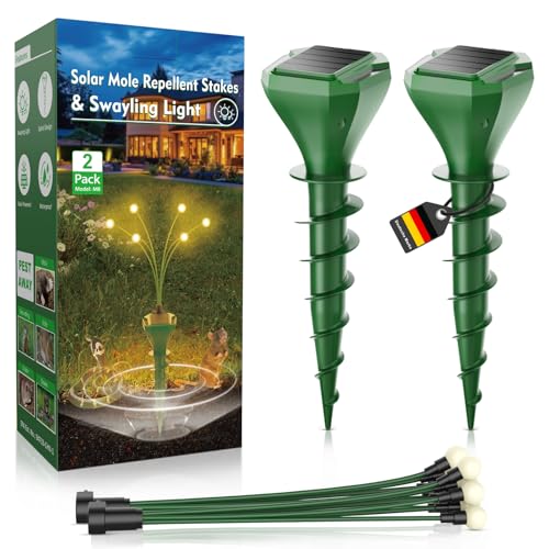 Maulwurf Vertreiber, Maulwurfschreck für Garten, Ultraschall Tiervertreiber, Solar Maulwurf Vertreiber,...