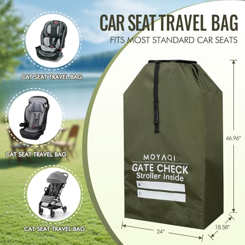 Image of MOYAQI Stroller Travel Bag for Airplane, Gate Check Bag Backpack with Durable Nylon,Adjustable Carry Straps,Infant Carriers & Booster Seats (Green)