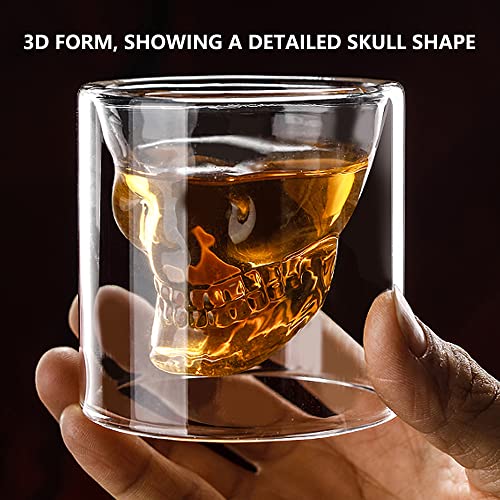 Nkadkns Double Transparent Skull Shot Glasses, Skull Cup-8.45Oz,Interesting Halloween Wine Glass, Creative Whiskey, Spirits, Vodka And Cocktail Skull Wine Glass, Party Bar Gift. #TOP7