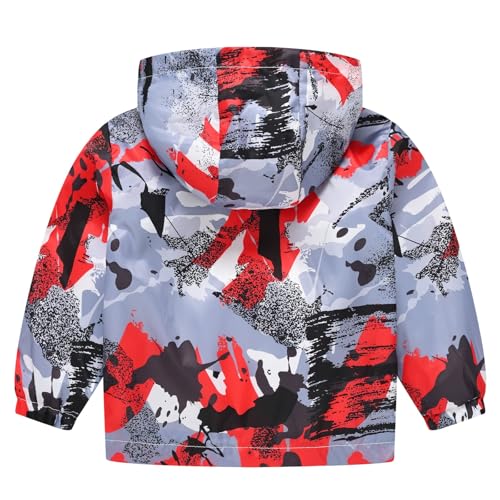 Toddler Baby Fall Jacket Girls Boys Cute Cartoon Windbreaker Coats Rain Outwear Windproof Hooded (Red, 3-4 Years)2