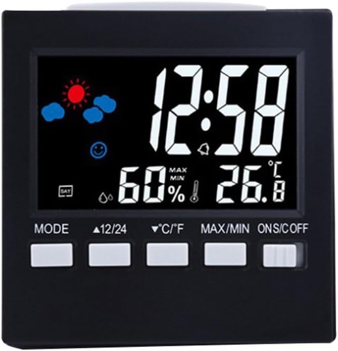 JSEIAJB Calendar Clock Alarm LED Backlight Temperature Humidity Display Sound Control Color Screen Weather