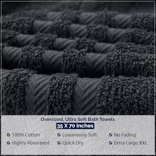 Image of DAN River 2 Pack Bath Sheets Extra Large 35x70, Large Bath Towels for Adults, XL Oversized Heavy Duty Towel Set, 600 GSM 100% Ring Spun Cotton, Soft Quick Dry, Dark Gray