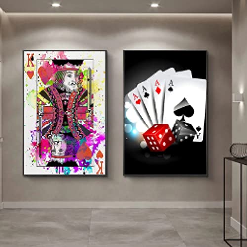 Toile Mur Art Mural Abstrait Cartes à Jouer Rétro pour Habiller un Mur Vide 60x90