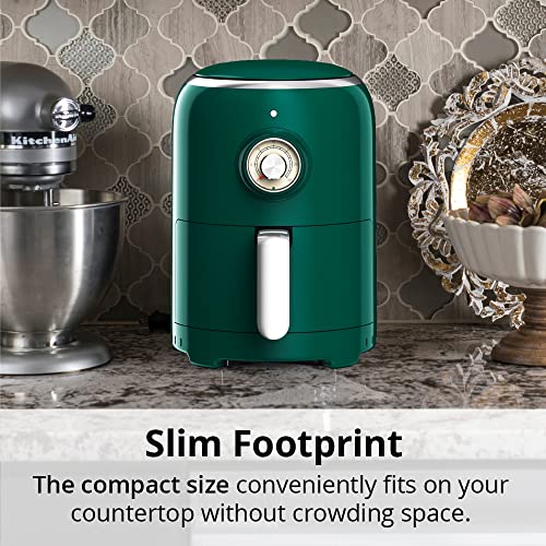 Aria Premium 2 Qt. Retro Style Ceramic Air Fryer, Dark Green/White Trim #TOP6