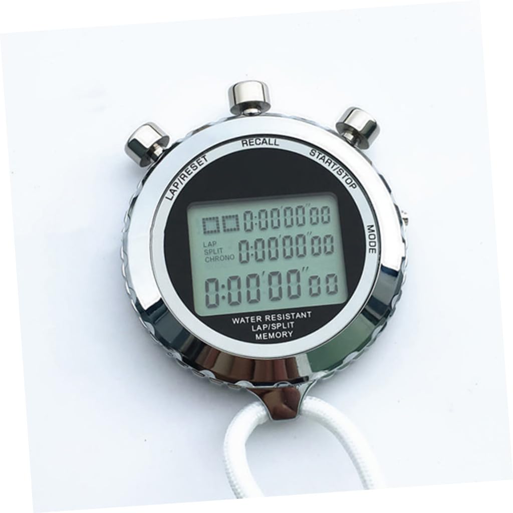 Abaodam Cronómetro Digital Profesional de Mano con Correa, Cronógrafo Electrónico LCD, Acero Inoxidable, 3 Niveles y 30 Pistas, Adecuado para Entrenamiento de Atletas