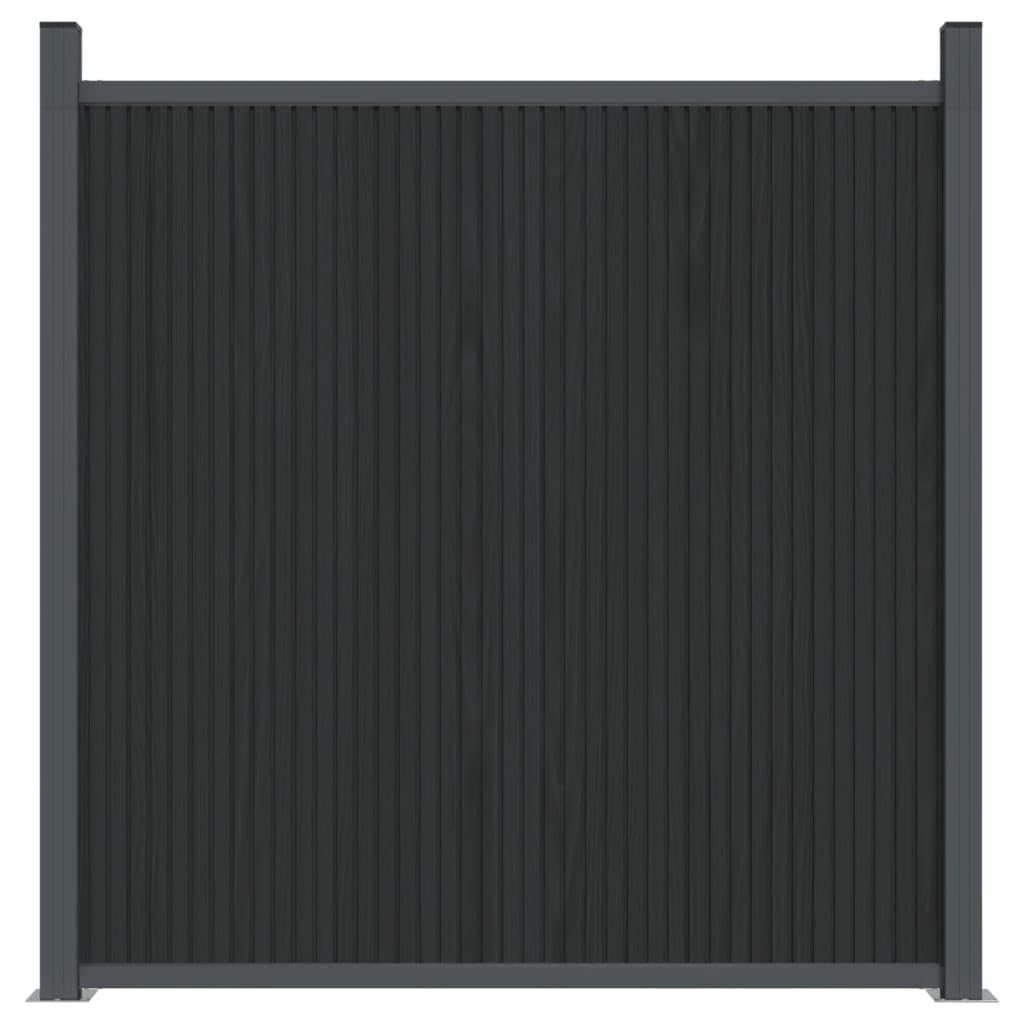 Panel de valla gris 1564 x 186 cm WPC, juego de paneles de valla de jardín, material WPC robusto y duradero, sistema modular con opciones de montaje flexibles, componentes de aluminio y acero