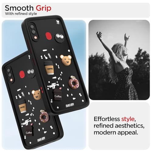 Image of Pikkme Back Cover for Samsung Galaxy A20 / A30 / M10s | Cute Fun Cartoon 3D Bear Silicone Full Body Protection Bumper Cover (Black)