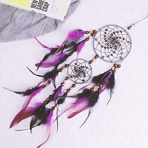 Boho Wall Decor Bohemian Home Art - Wall Hanging Dream Catcher Beautiful Apartment Dorm Room Door Christmas Party Home Decoration Double Ring 19. 7 Inches Long - Thumbnail 4
