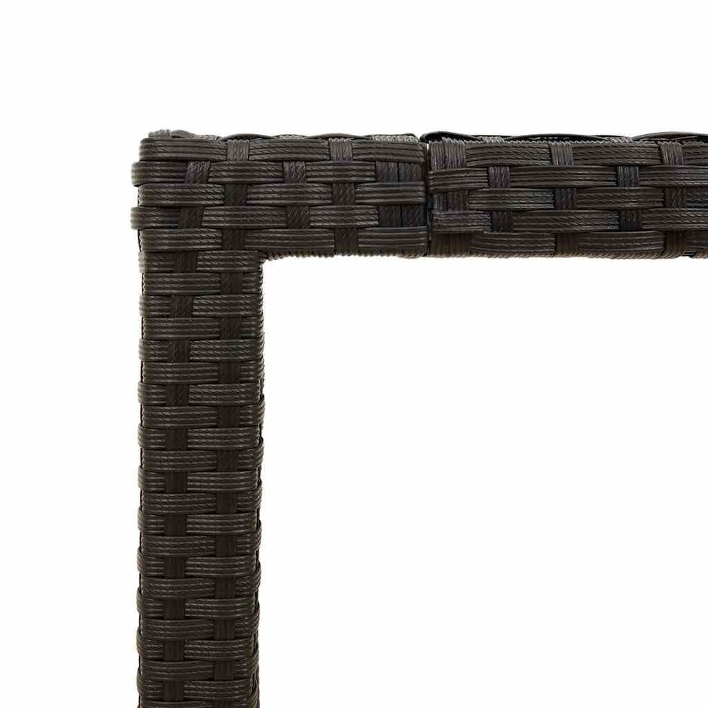 Poly Rattan Gartentisch mit Glasplatte Schwarz 90x90x75 cm, Stabiler pulverbeschichteter Stahlrahmen, pflegeleichtes PE-Rattan für Terrasse und Garten