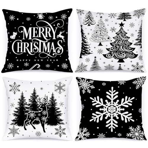 Lanpn 40 x 40 cm 4 Stück Kissenbezug Weihnachten, 40x40 cm...