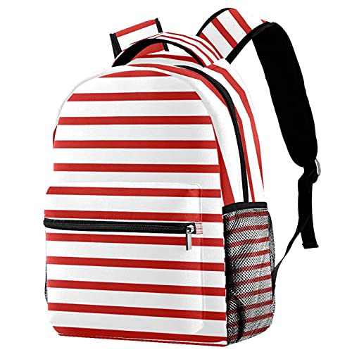 Sac à dos de voyage léger à rayures bicolores et porte-bouteille intégré