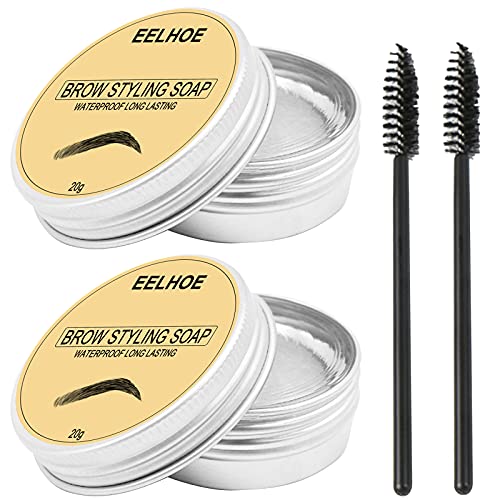 PASNOWFU Eyebrow Soap Kit, 2Pcs Brows Styling Soap, 4D Brows Gel Eyebrow Styling Gel, Eyebrow Makeup Balm Long Lasting Waterproof Smudge Pomade Cosmetics