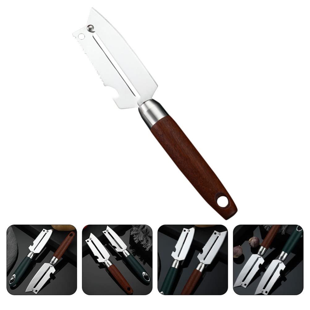 Kichvoe Pelador De Vegetales Multifuncional De Acero Inoxidable Herramienta De Pelado Para Frutas y Verduras Abrebotellas y Escalador De Pescado Diseño Ergonómico Para Uso Izquierdo y