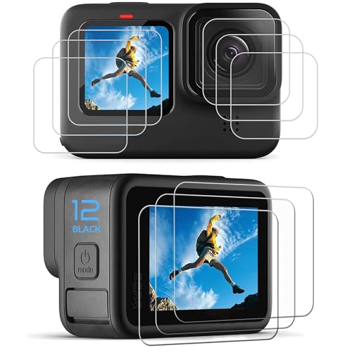 PCTC 9PCS Hero 12 11 10 9 Screen Protector Compatible with Go Pro Hero 12/Hero 11/Hero 10/Hero 9 Black,9 Packs Ultra Clear Tempered Glass Screen Protector