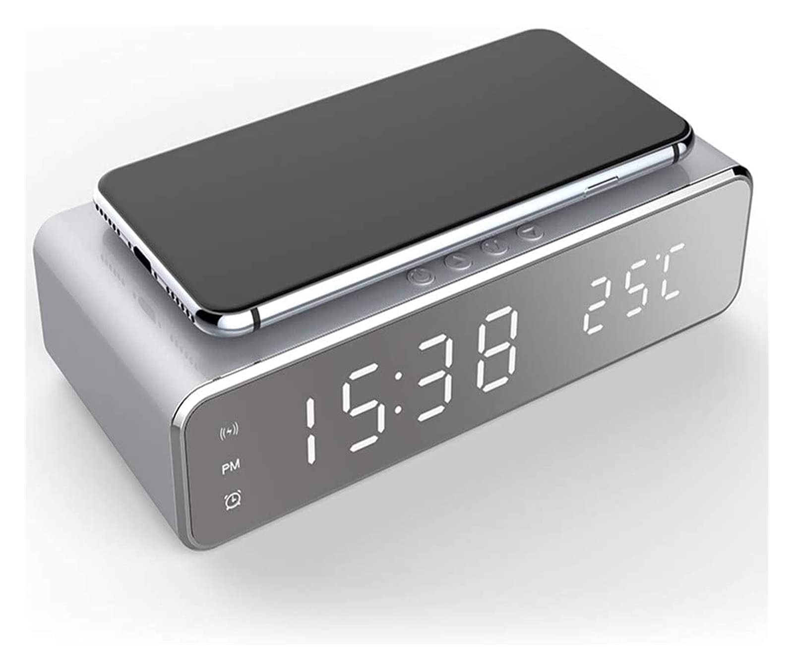 JJJ WTL Despertador Multifuncional 2 en 1 Carga inalámbrica del Reloj de Alarma del Reloj de Alarma con la Temperatura del termómetro Tablero de Carga 5W