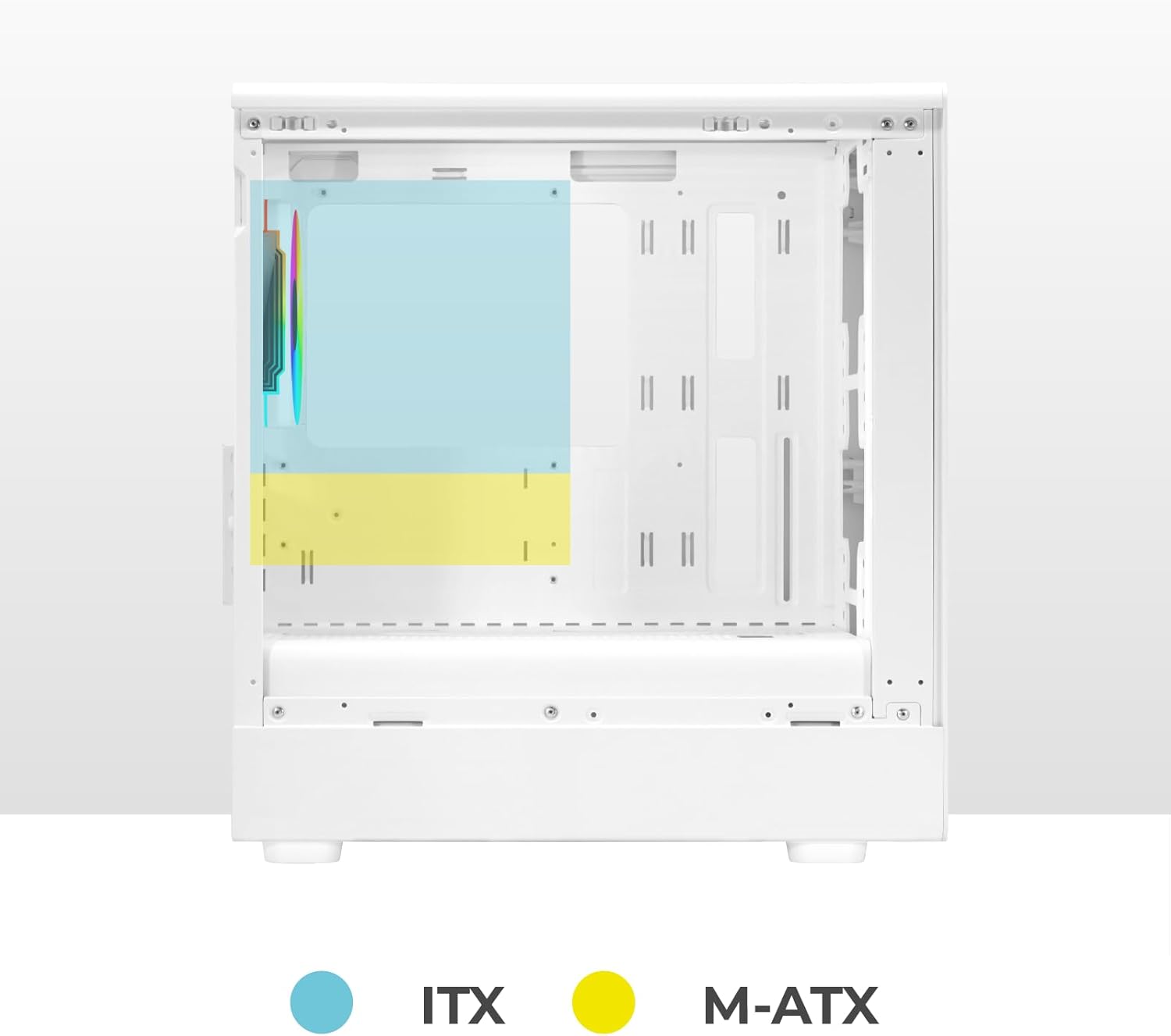 Noua Nexus PH100 – Caja para Juegos MicroATX compacta, Ventilador PWM ARGB, Cristal Templado de Doble Ventana, Micro Torre con USB 3.0 y Type-C, Blanco 7
