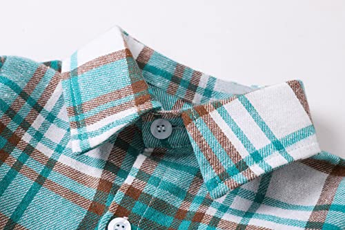 Image of SANGTREE Women and Girls Long Sleeve Flannel Casual Button Down Plaid Shirt