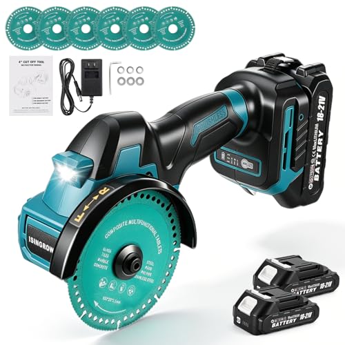 ISINGROWTH Cordless Cut Off Tool 4-Inch 21V Brushless Mini Saw