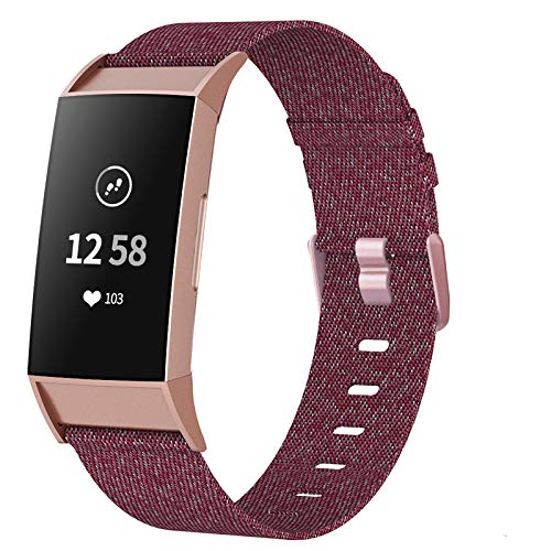 NANW Woven Bands Compatible with Fitbit Charge 4/ Charge 3 Bands/Charge 3 SE, Soft Breathable Fabric Replacement Wristbands Strap Sports Accessories for Women Men