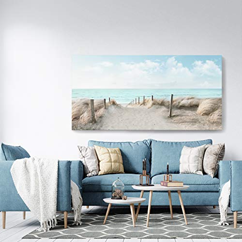 Large Canvas Wall Art Sky Beach Painting Picture Print on Canvas Framed Wall Art for Living Room Wall Decor for Bedroom Modern Coastal Landscape Room Decorations Artwork Size 60x30 Ready to Hang - Image 3