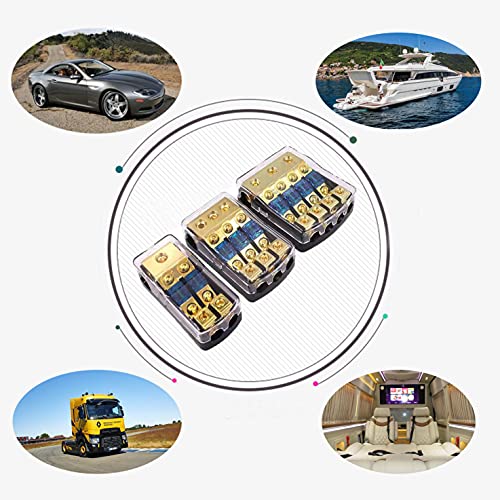 Idong 2-Way Mini Anl Fuse Holder 60 Amp Distribution Block, Copper 0/2/4 Gauge To 4/6/8 Gauge Used For Audio Stereo Amplifier Of Car, Truck, Ship, With Hexagon Wrench (2 Way) #TOP5