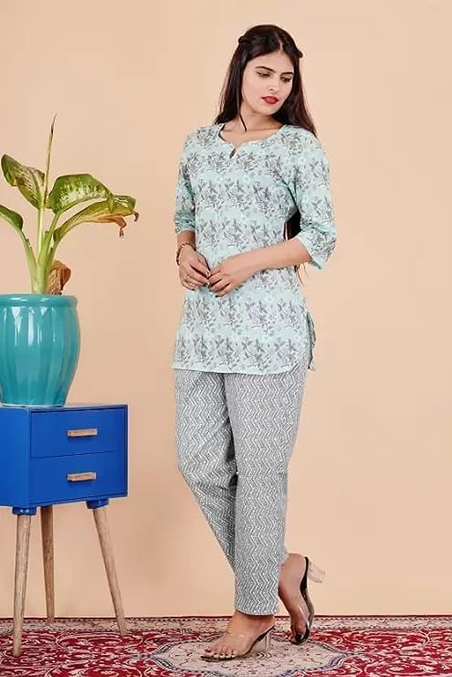 Image of Ganpati Cotton Printed Night Suit for Women's Shirt and Pyjama Sleep wear Set for Womens and Girls Combo Pack