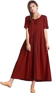 Women's Linen Cotton Casual Soft Dress Fashion Large Plus size Clothing - coolthings.us
