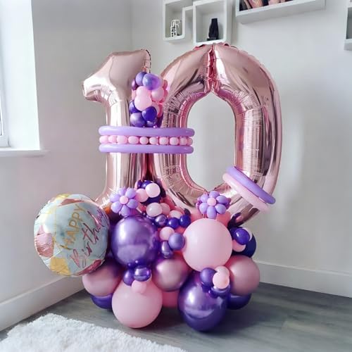 Image of Lukiituke Pink and Purple Balloon Arch Kit, 134Pcs Pink and Purple Balloons | 4 Sizes Latex Balloons for Wedding Bridal Baby Shower Birthday Party Decorations