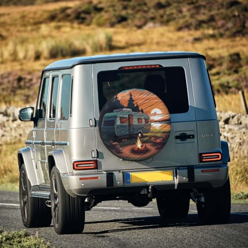 Image of Camping Spare Tire Cover Waterproof Tire Wheel Cover Dust-Proof Wheel Protector Fit for Trailer Rv SUV Truck Camper Travel Trailers Accessories (Camping)