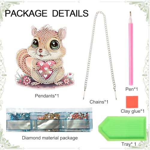 Image of DIY 5D Diamond Painting Rhinestone Acrylic Pendant Kit Love Squirrel Special Shape Diamond Art Hanging Crafts Wall Mosaic Art Door Window Home Decoration Ornament Valentine's Day Gifts