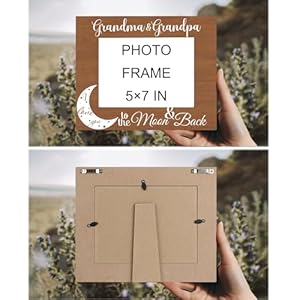 Grandparents Photo Frame Gifts Grandparents Gifts from Grandkids Grandma Grandpa I Love You to the Moon and Back Wooden Picture Frame for Tabletop or Wall Hanging 5×7 Photo