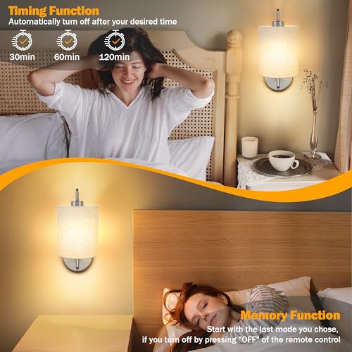 Image of MATAMEYE Battery Operated Wall Sconce Set of 2, Brushed Nickel Wall Light