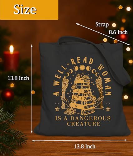 Image of Book Lovers Gifts Tote Bag for Bookish Readers, Aesthetic Book Tote Bag for Librarian, Medium Size with Inner Pocket