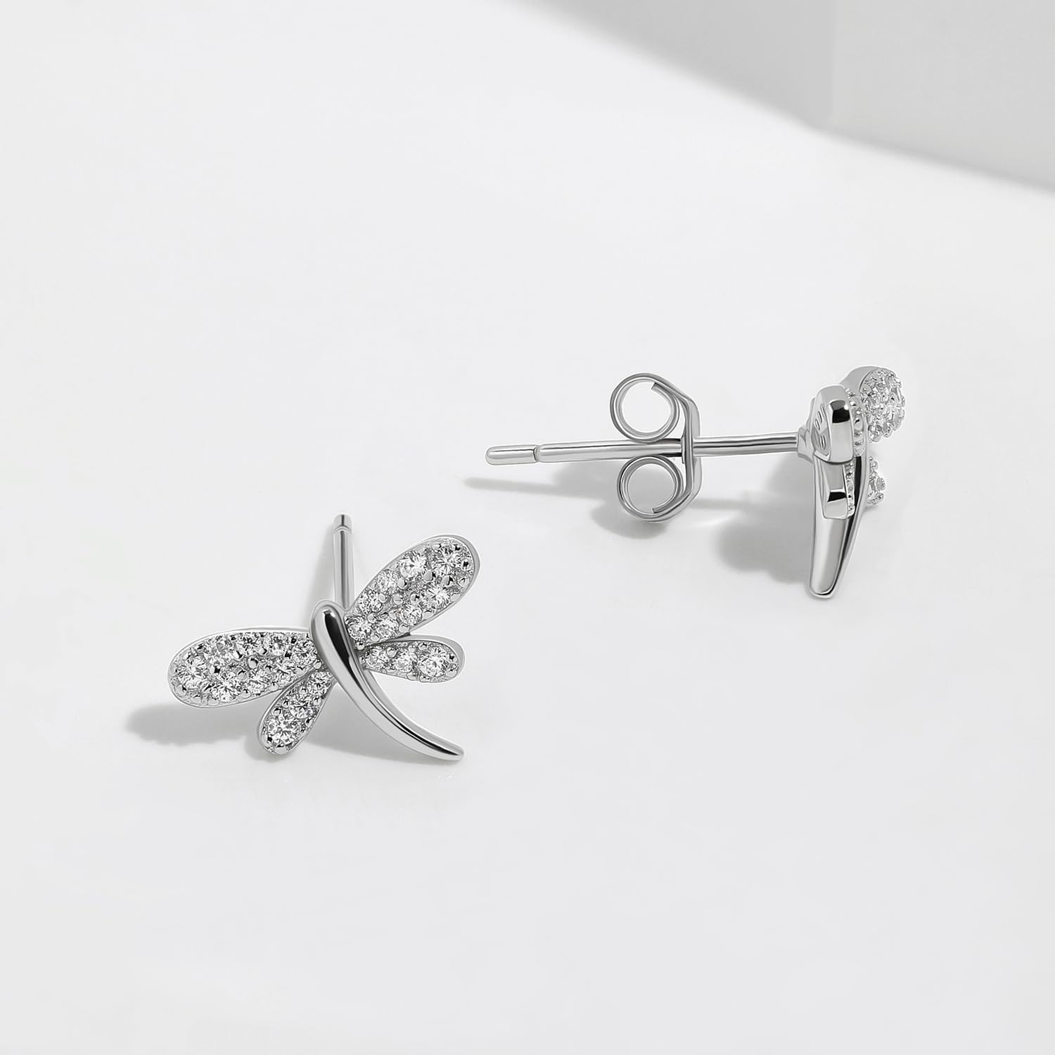 Meissa Animals Earrings Dragonfly Stud Earrings Sterling Silver Stud Earrings with Cubic Zirconia Opal Pearl Cute Animals Stud Hoop Gifts for Women Teen Girl - Image 2