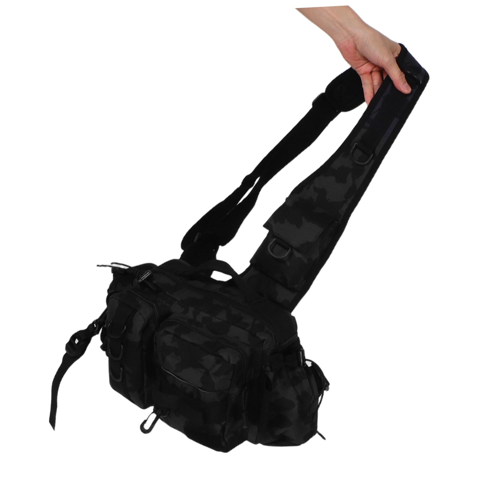 Toyvian Borsa da Pesca Multifunzione, Zaino Mimetico 1 Pezzo | Poliestere, Tracolla e Cintura per Trasporto, Organizzazione Versatile per Outdoor e Caccia