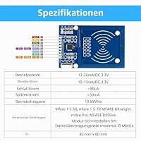 RFID-Kit für Arduino,RFID IC-Karten-Sensormodul mit Reader,Chip und Steckkarte, 13.56 MHz,SPI-Schnittstelle kompatibel mit Arduino(3 Stücke) – Ansicht 2