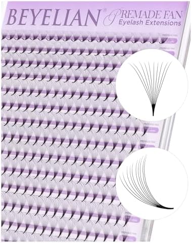BEYELIAN Premade Lash Fans, 320 Fans Pre Made Fans Volume Lash Extensions 3D 6D 8D 10D 12D 20D 0.07 C/D Curl Save Time Eyelash Extensions for Professional Salon, 8-15mm MIX Easy to Use (10D-0.07-D)