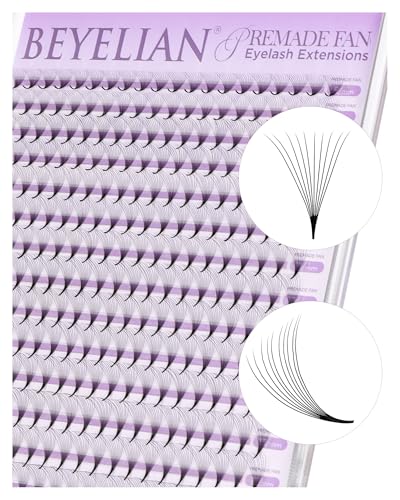 BEYELIAN Premade Lash Fans, 320 Fans Pre Made Fans Volume Lash Extensions 3D 6D 8D 10D 12D 20D 0.07 C/D Curl Save Time Eyelash Extensions for Professional Salon, 8-15mm MIX Easy to Use (10D-0.07-C)