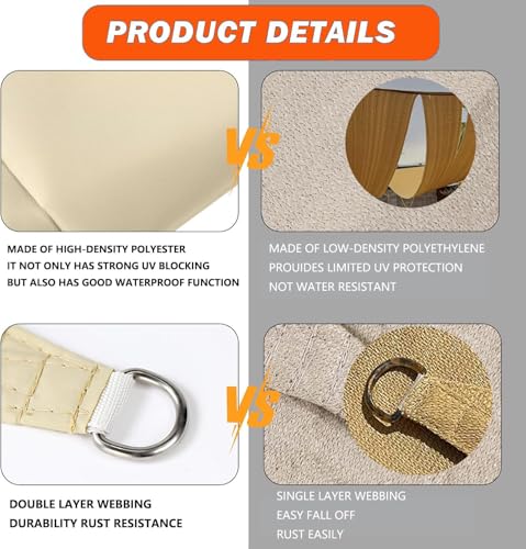 Toldo vela de sombra triangular impermeable exterior terraza protección rayos UV duradero 6