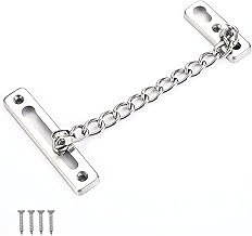 Door Chain, Stainless Steel Door Chain, Security Lock, Entryway, Push Button Door Guard, Door Security Supplies, Door Lock, Retrofit, Sliding Door, Keys, Retrofit, Door Hardware Silver,