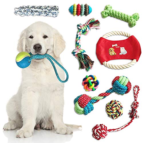 Dog Toy Set Dog Rope Toys Squeaky Dog Toys for Aggressive chewers Dog Toys chew Toys for Dogs 10 Nearly Indestructible Dog Toys-Rope for Breeds Puppy Teething