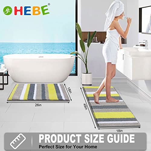 Hebe Bath Rugs For Bathroom Sets 2 Piece Non Slip Washable Bath Mats Soft Microfiber Shaggy Floor Mat Water Absorbent Bathroom Rug And Bath Runner Mat Set #TOP7