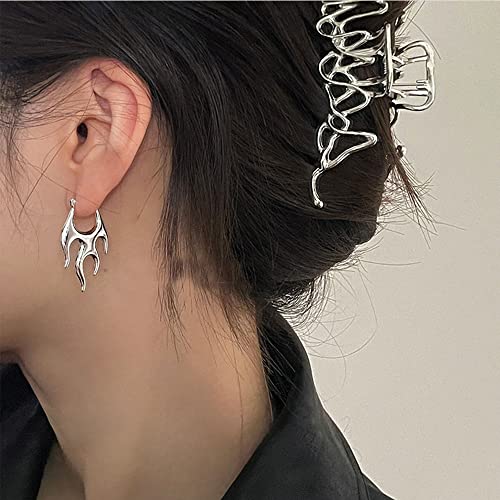 Punk Flame Hoop Earrings for Women Minimalist Dangle Drop Huggie Hoops Statement Earrings Small Hoop Christmas Ear Jewelry Gifts Hypoallergenic4