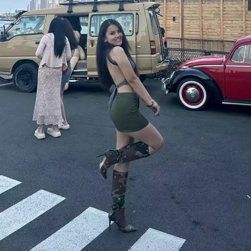 Image of Women's Knee High Shark Boots Pointed Toe High Heels Ruched Stiletto Slouchy Party Boots Detachable Snap-off Panel