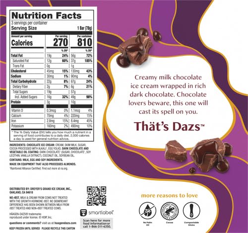 Miniatura 2 de Haagen-Dazs, Barras de helado de chocolate negro con chocolate, 3 unidades (congelado)