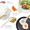 oannao Silicone Cooking Utensils Set - 446°F Heat Resistant Silicone Kitchen Utensils for Cooking,Kitchen Utensil Spatula Set w Wooden Handles for Non-Stick Cookware, BPA FREE (Cream White) #2